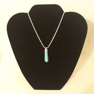 Turquoise Pendant 1 1/2"long 16" 925 silver snake chain.